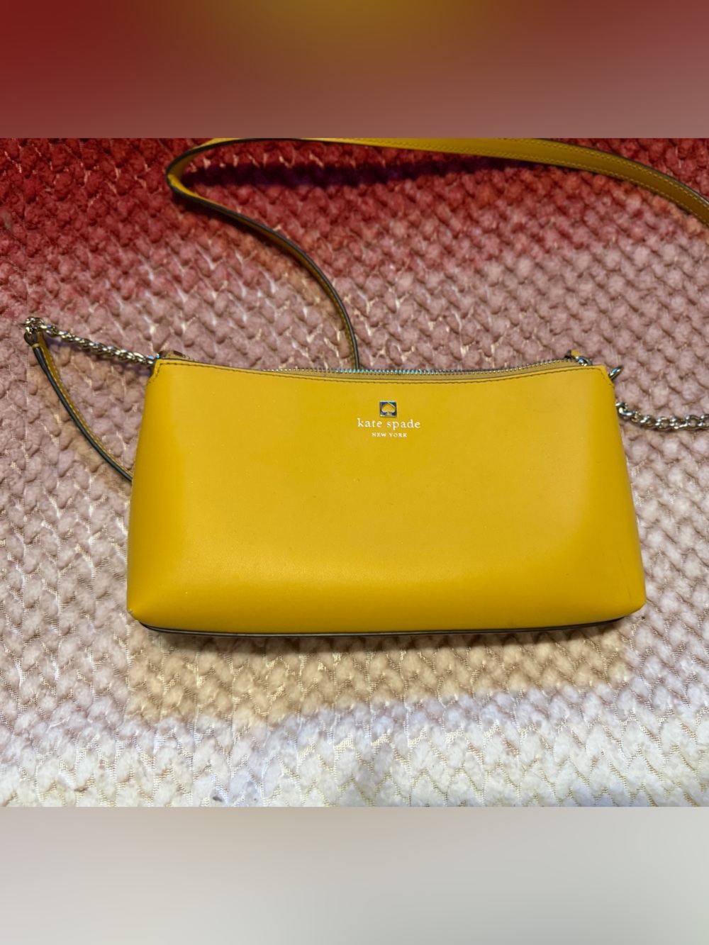 kate spade cheerful yellow leather crossbody with chain strap